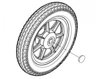 Roue arrière gauche + tambour de frein Turtle Kiddy Bus Winther