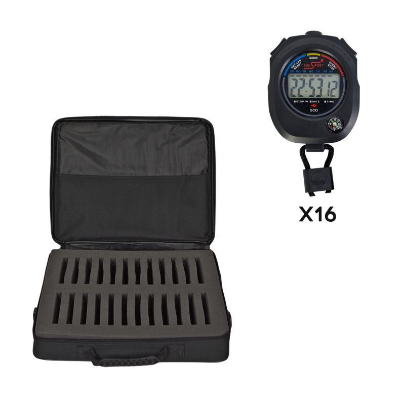 Kit 16 Chronomètre SCO 1 ligne 6 digits + Mallette souple Kit 16 Chronomètre SCO 1 ligne 6 digits + Mallette souple