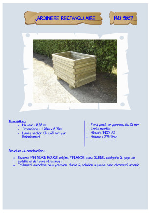 Jardinière rectangulaire 9087 Loisirs Aménagements