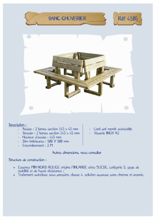Banc Chuverier 4106 Loisirs Aménagements - Educ' Loisirs