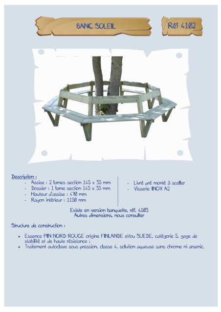 Banc Soleil assise 47 cm LA4102