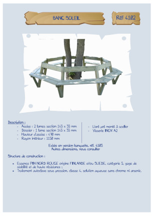 Banc Soleil 4102 Loisirs Aménagements - Educ' Loisirs