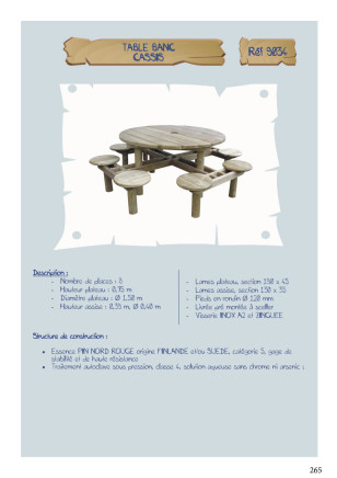 Table-banc ronde Cassis assise 40 cm LA9034