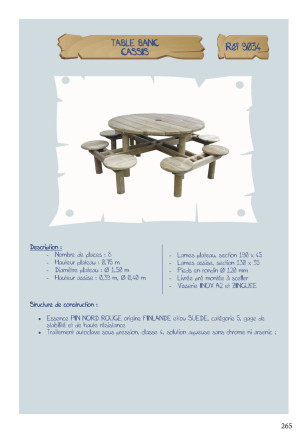 Table banc ronde Cassis LA9034 Loisirs Aménagements - Educ' Loisirs