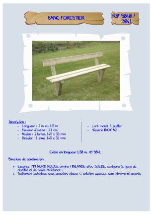 Banc Forestier 9040/9041 Loisirs Aménagements - Educ' Loisirs