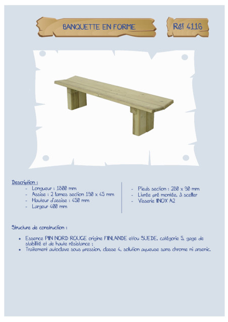 Banquette en forme assise 45 cm LA4116