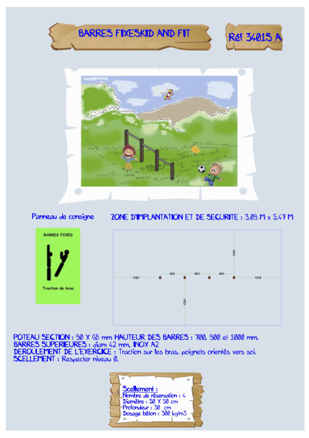 Barres fixes Kid & Fit 4/11 ans LA3401S